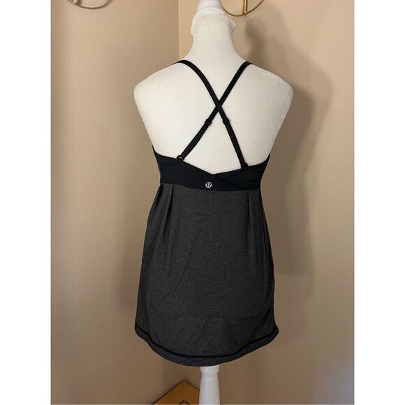 Lululemon Black Heathered Charcoal Gray Graceful Flow Tank Top Size 6 - Picture 2 of 7